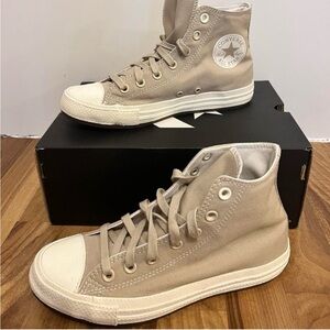 Converse High-Top Sneakers in Beige and White
